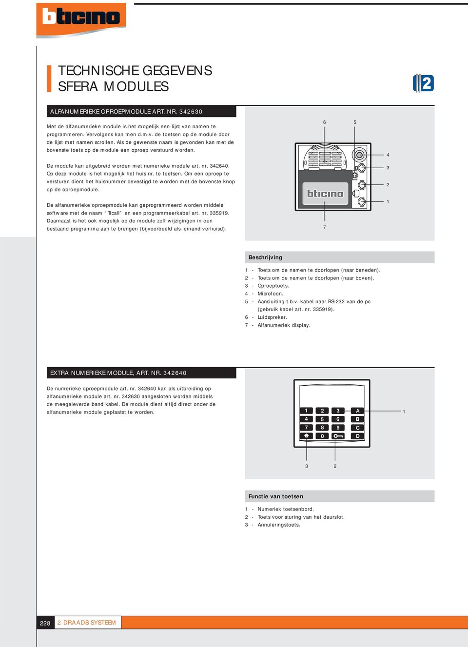 Op deze module is het mogelijk het huis nr. te toetsen. Om een oproep te versturen dient het huisnummer bevestigd te worden met de bovenste knop op de oproepmodule.