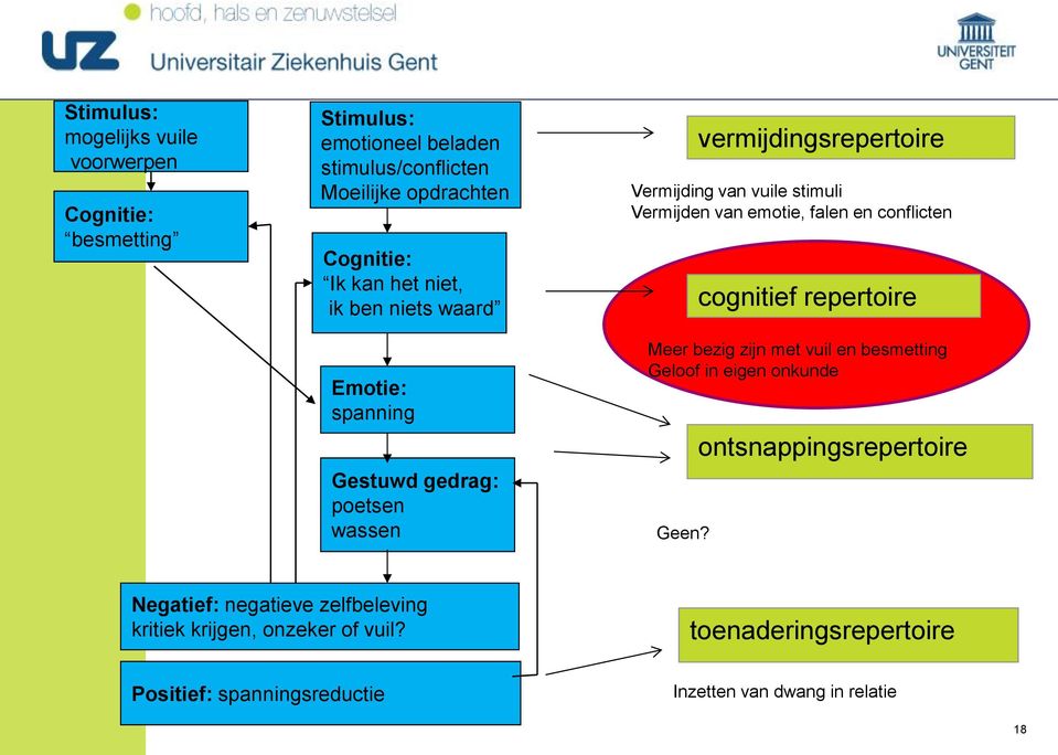 conflicten cognitief repertoire Meer bezig zijn met vuil en besmetting Geloof in eigen onkunde Geen?