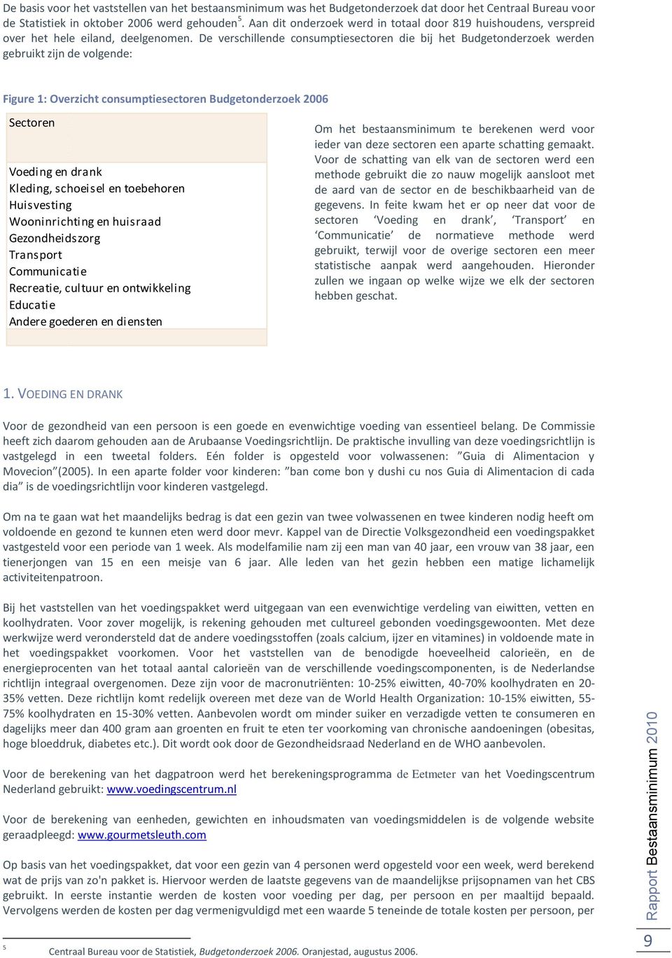 De verschillende consumptiesectoren die bij het Budgetonderzoek werden gebruikt zijn de volgende: Figure 1: Overzicht consumptiesectoren Budgetonderzoek 2006 Sectoren Voeding en drank Kleding,