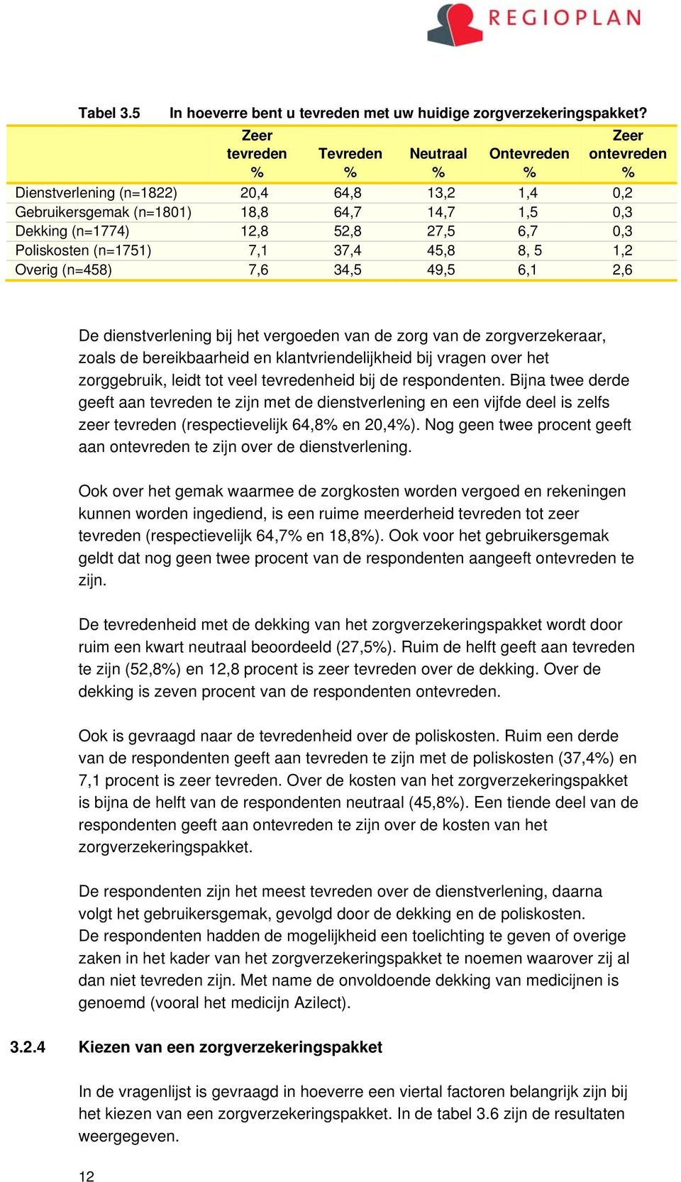 Poliskosten (n=1751) 7,1 37,4 45,8 8, 5 1,2 Overig (n=458) 7,6 34,5 49,5 6,1 2,6 De dienstverlening bij het vergoeden van de zorg van de zorgverzekeraar, zoals de bereikbaarheid en