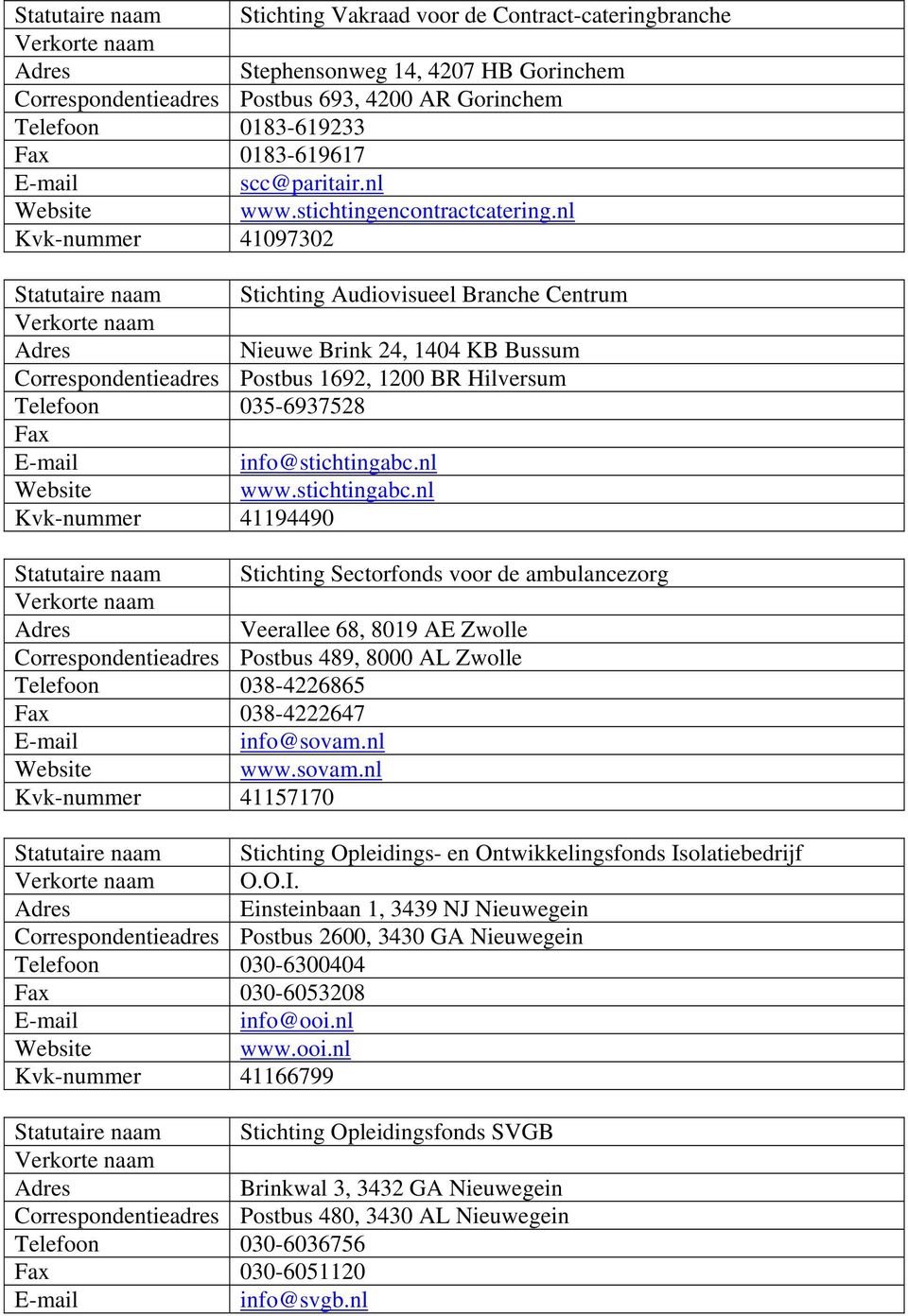 nl Kvk-nummer 41097302 Statutaire naam Stichting Audiovisueel Branche Centrum Nieuwe Brink 24, 1404 KB Bussum Correspondentieadres Postbus 1692, 1200 BR Hilversum Telefoon 035-6937528 Fax