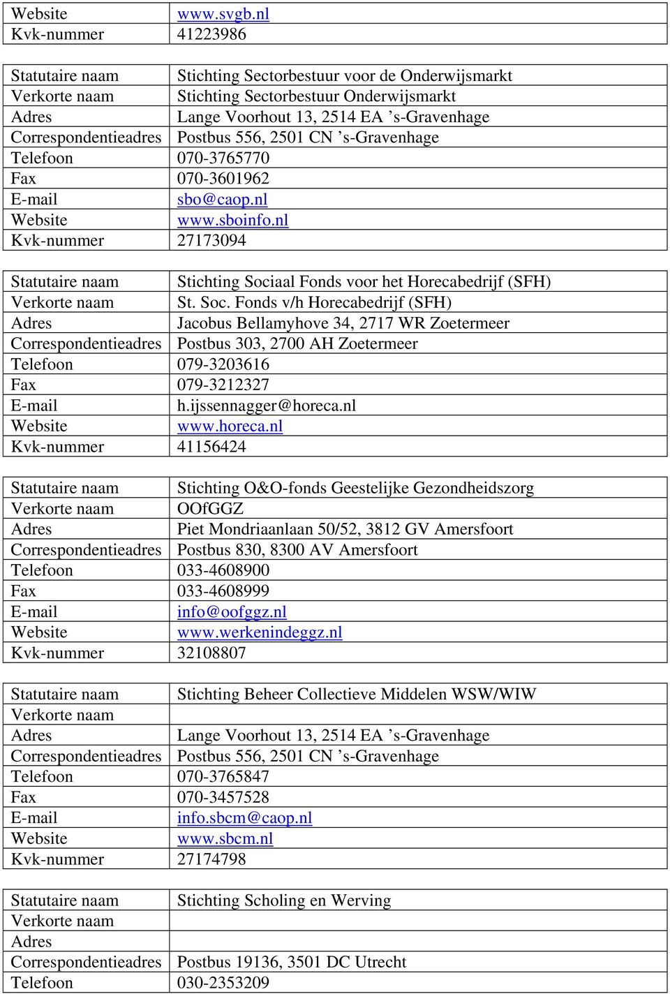 2501 CN s-gravenhage Telefoon 070-3765770 Fax 070-3601962 sbo@caop.nl www.sboinfo.nl Kvk-nummer 27173094 Statutaire naam Stichting Soci