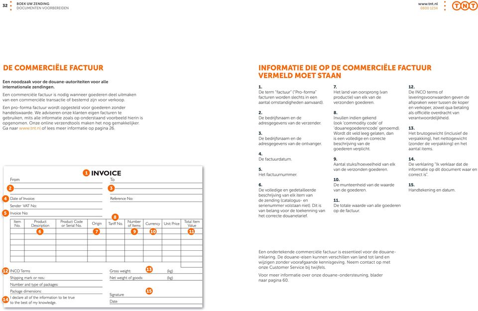 We adviseren onze klanten eigen facturen te gebruiken, mits alle informatie zoals op onderstaand voorbeeld hierin is opgenomen. Onze online verzendtools maken het nog gemakkelijker.