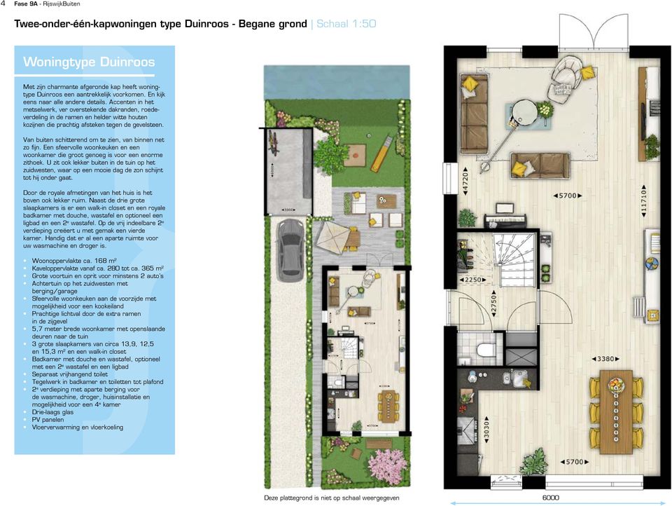 Accenten in het metselwerk, ver overstekende dakranden, roedeverdeling in de ramen en helder witte houten kozijnen die prachtig afsteken tegen de gevelsteen.