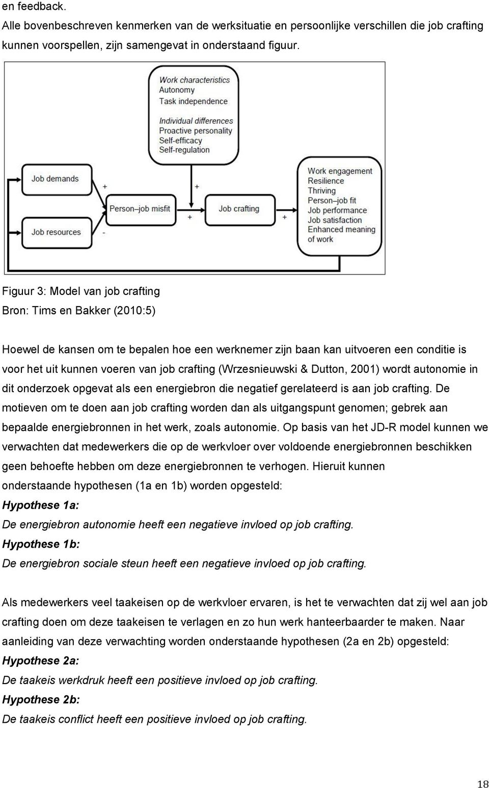 (Wrzesnieuwski & Dutton, 2001) wordt autonomie in dit onderzoek opgevat als een energiebron die negatief gerelateerd is aan job crafting.