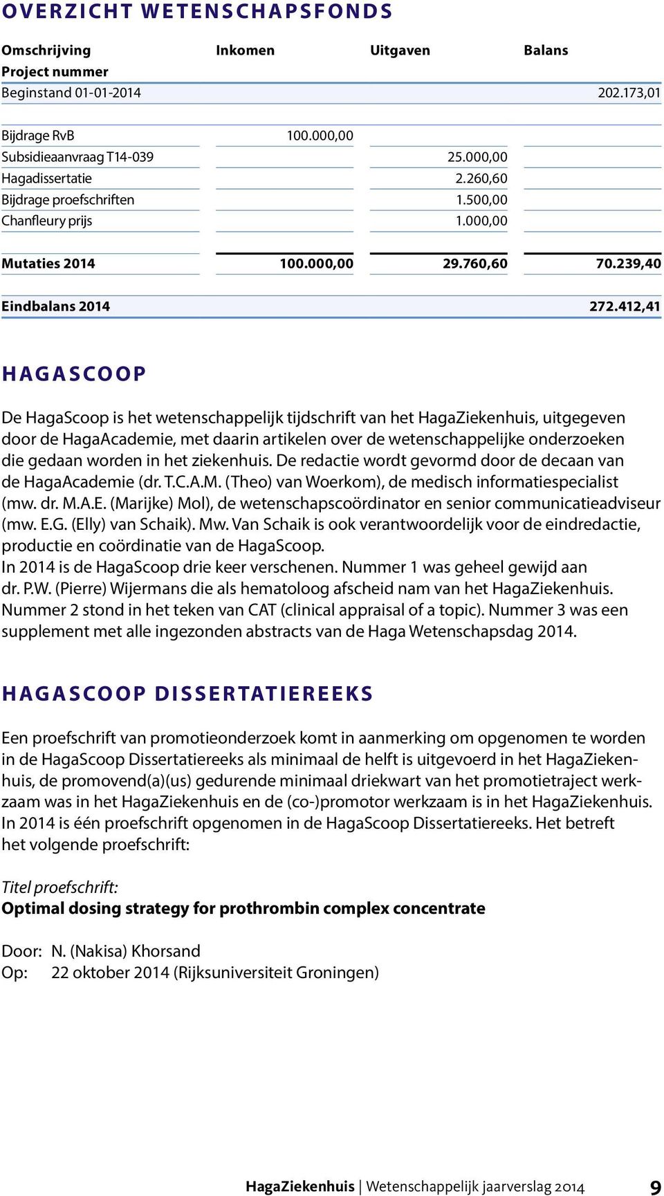 412,41 HAGASCOOP De HagaScoop is het wetenschappelijk tijdschrift van het HagaZiekenhuis, uitgegeven door de HagaAcademie, met daarin artikelen over de wetenschappelijke onderzoeken die gedaan worden