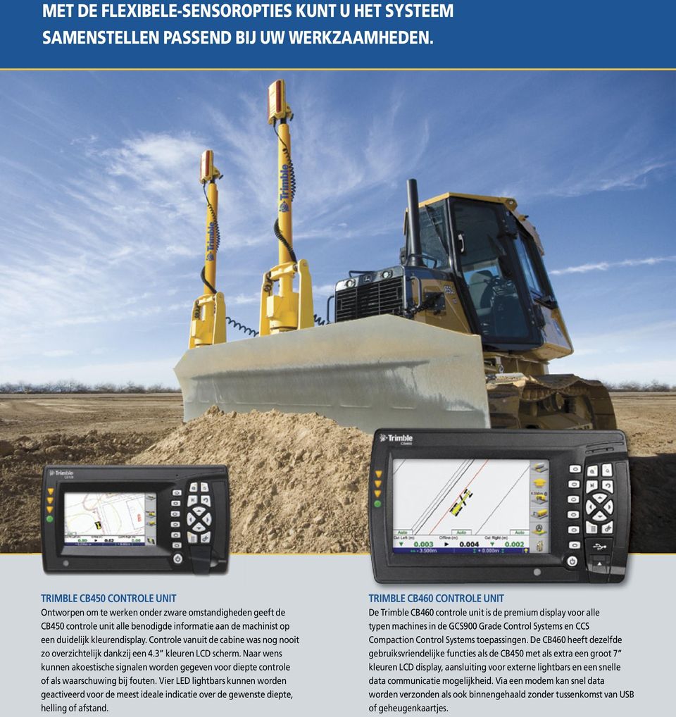 Controle vanuit de cabine was nog nooit zo overzichtelijk dankzij een 4.3 kleuren LCD scherm. Naar wens kunnen akoestische signalen worden gegeven voor diepte controle of als waarschuwing bij fouten.