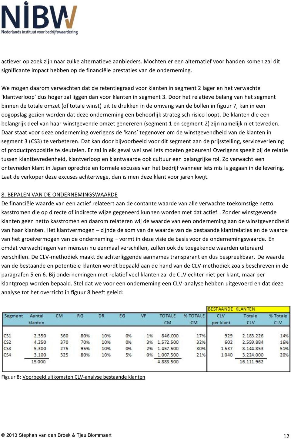 Door het relatieve belang van het segment binnen de totale omzet (of totale winst) uit te drukken in de omvang van de bollen in figuur 7, kan in een oogopslag gezien worden dat deze onderneming een