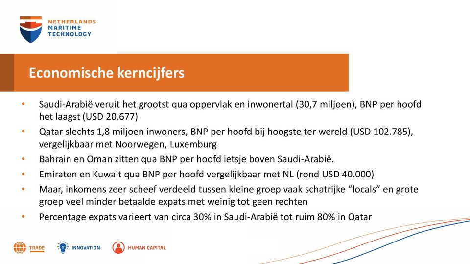 785), vergelijkbaar met Noorwegen, Luxemburg Bahrain en Oman zitten qua BNP per hoofd ietsje boven Saudi-Arabië.