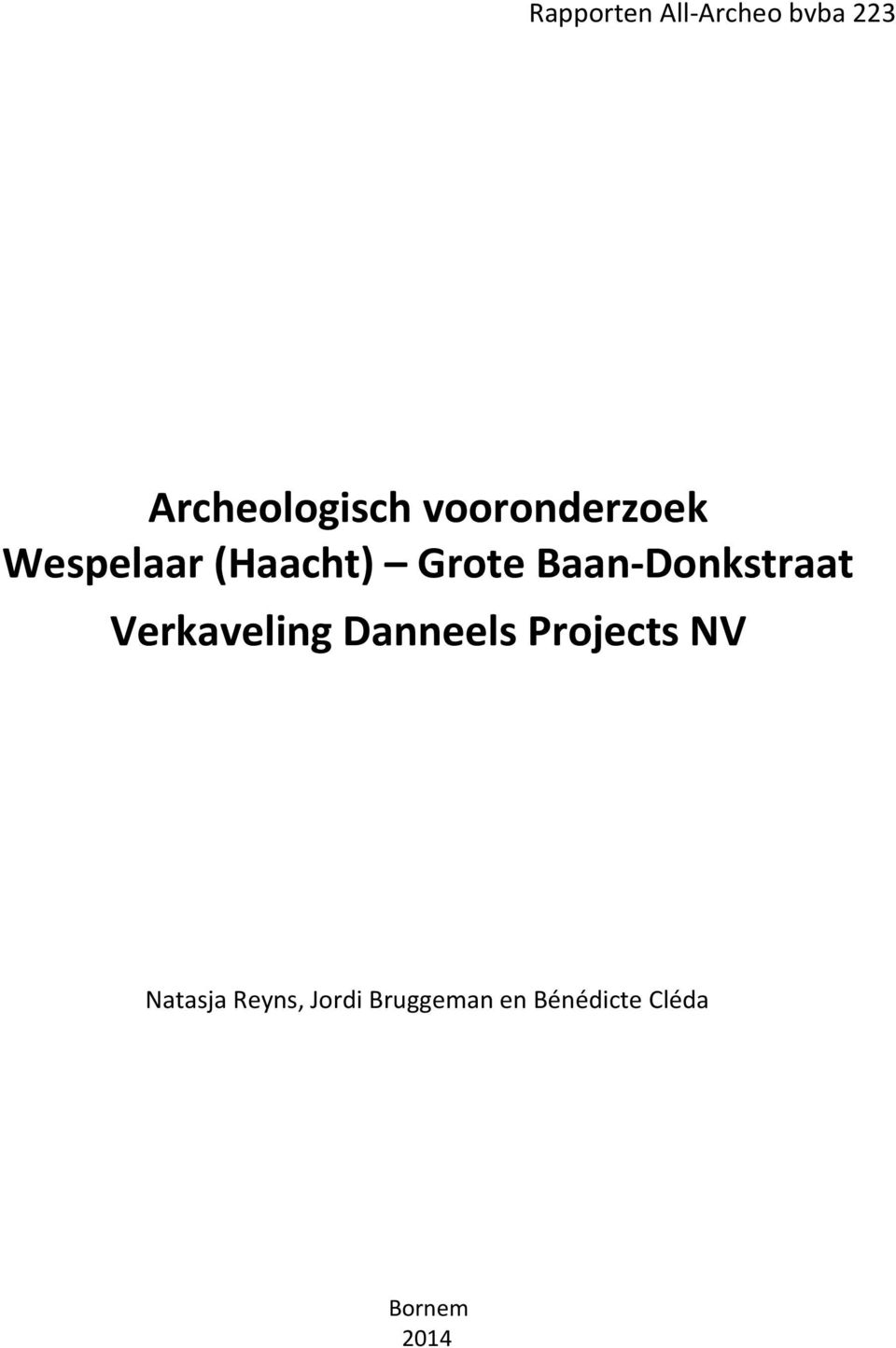 Baan-Donkstraat Verkaveling Danneels Projects