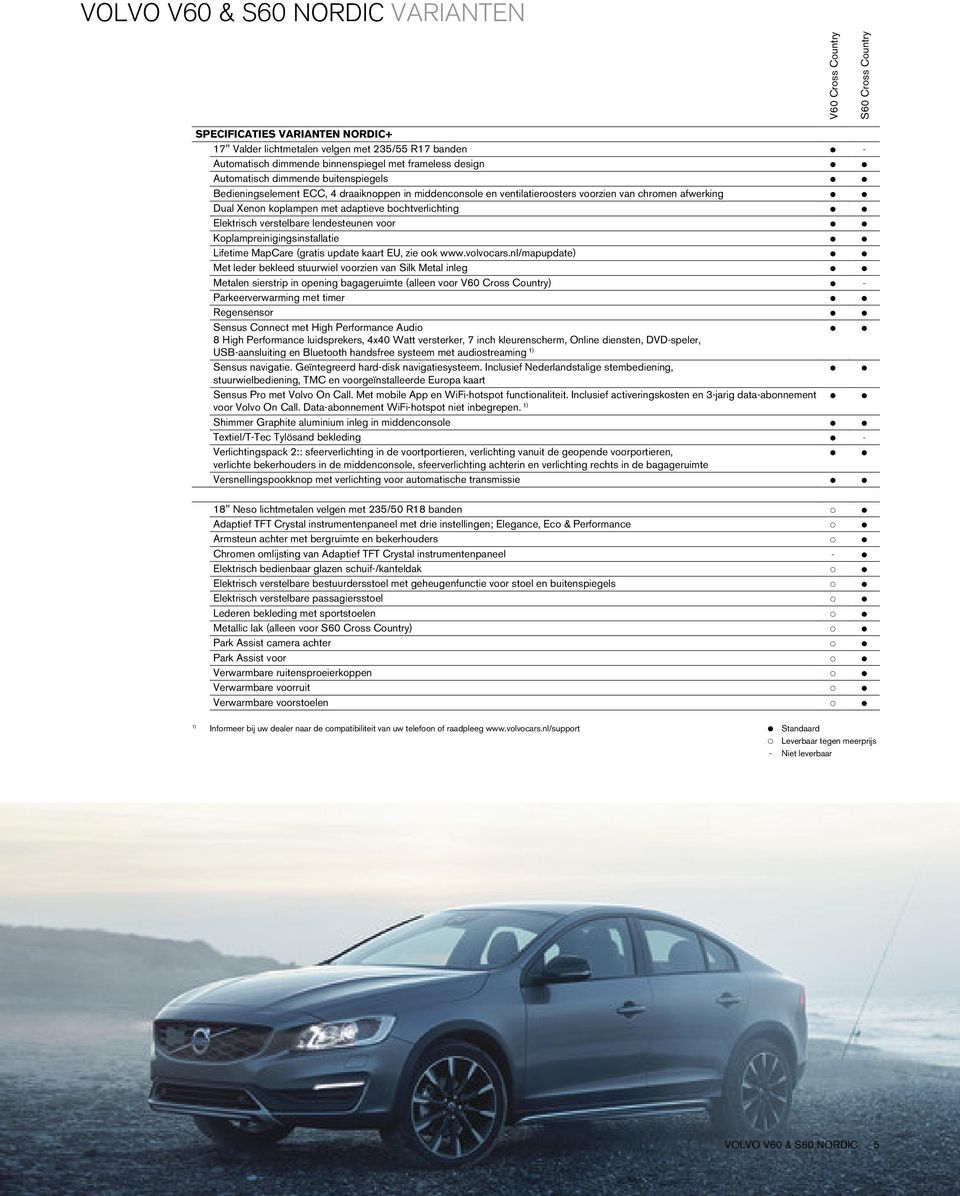 adaptieve bochtverlichting P P Elektrisch verstelbare lendesteunen voor P P Koplampreinigingsinstallatie P P Lifetime MapCare (gratis update kaart EU, zie ook www.volvocars.