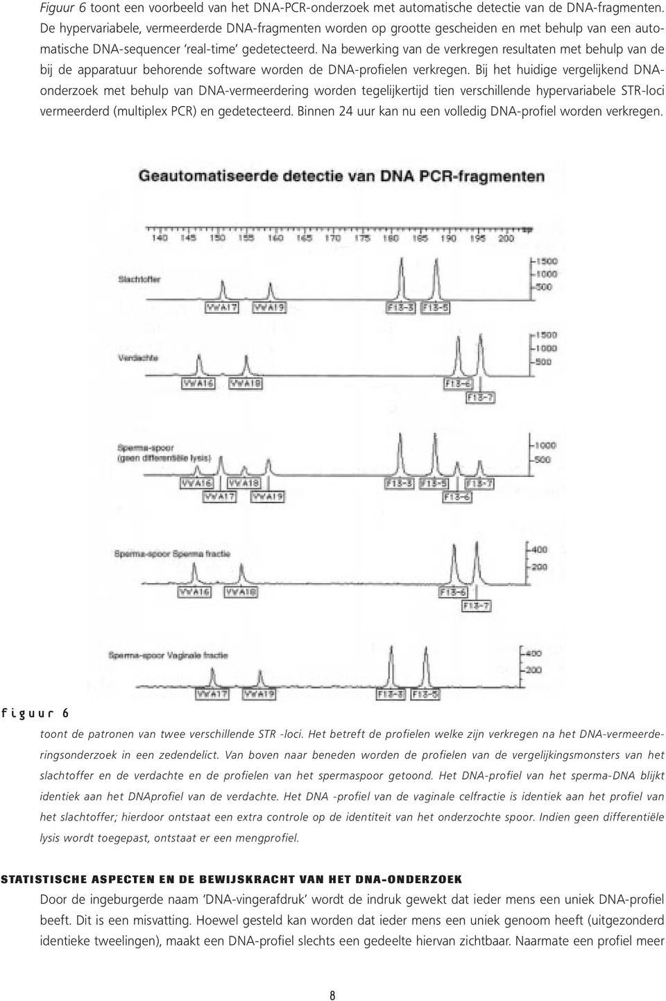 Na bewerking van de verkregen resultaten met behulp van de bij de apparatuur behorende software worden de DNA-profielen verkregen.