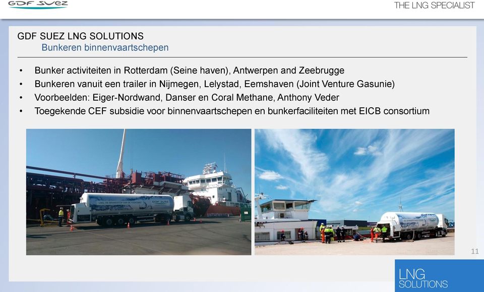 Eemshaven (Joint Venture Gasunie) Voorbeelden: Eiger-Nordwand, Danser en Coral Methane,