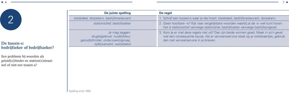 Schrijf een tussen-s waar je die hoort: stadsdeel, bedrijfsrestaurant, dorpskern. 2. Geen hoorbare s?