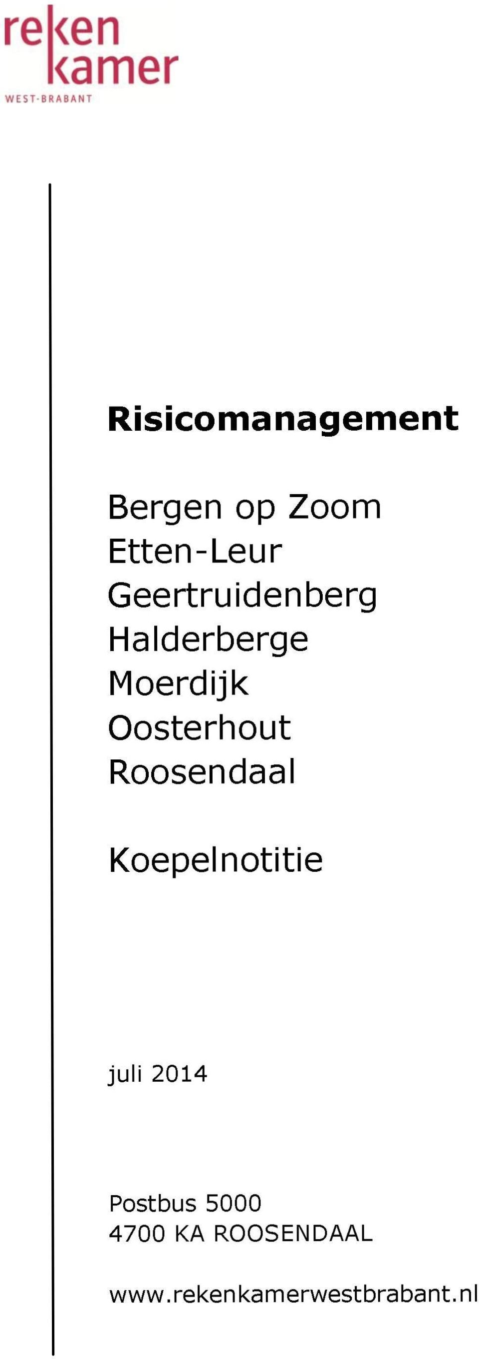 Oosterhout Roosendaal Koepelnotitie juli 2014