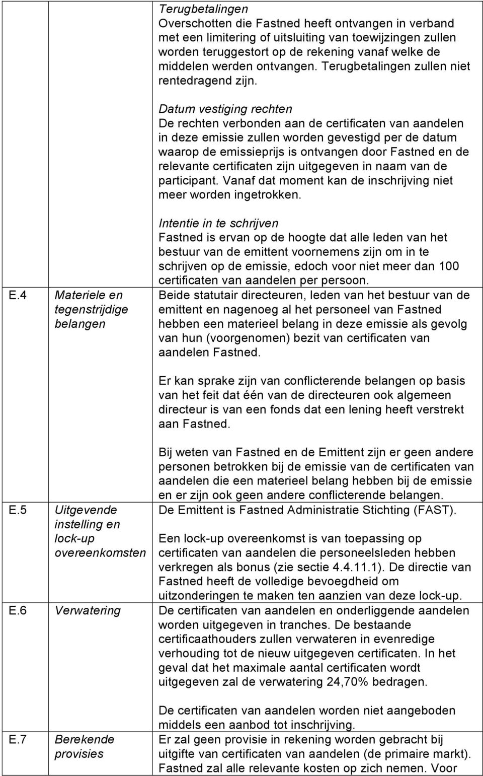 Datum vestiging rechten De rechten verbonden aan de certificaten van aandelen in deze emissie zullen worden gevestigd per de datum waarop de emissieprijs is ontvangen door Fastned en de relevante