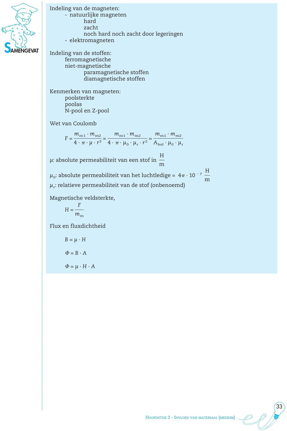 m m2 4 µ 0 µ r r 2 = m m1 m m2 A bol µ 0 µ r µ: absolute permeabiliteit van een stof in H m µ 0 : absolute permeabiliteit van het luchtledige = 4 10 7 H m µ r :