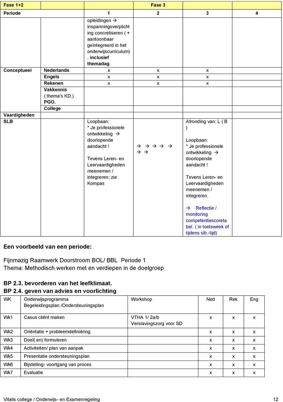 College Vaardigheden SLB Een voorbeeld van een periode: Loopbaan: * Je professionele ontwikkeling doorlopende aandacht!