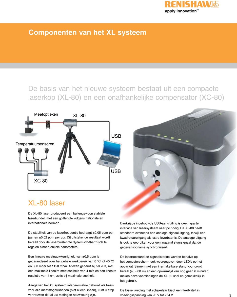 De stabiliteit van de laserfrequentie bedraagt ±0,05 ppm per jaar en ±0,02 ppm per uur.