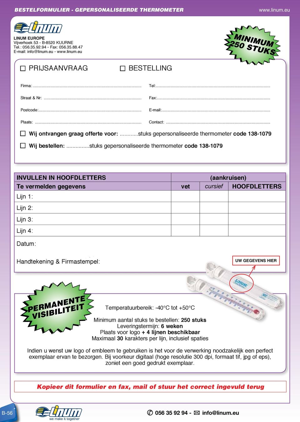 ..stuks gepersonaliseerde thermometer code 38-079 n Wij bestellen:.