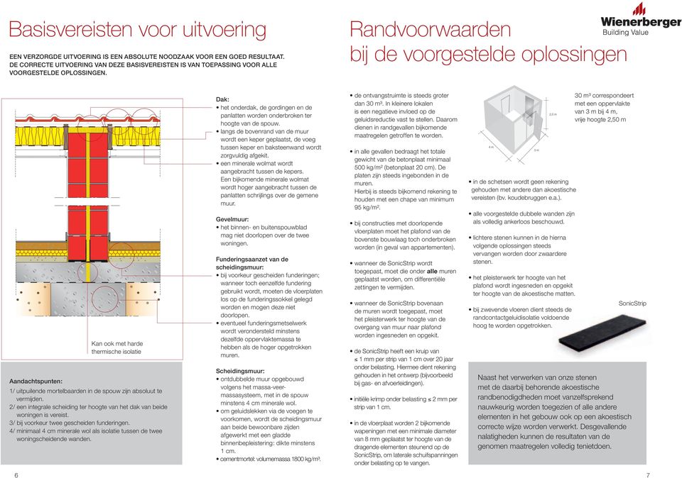 Randvoorwaarden bij de voorgestelde oplossingen Kan ook met harde thermische isolatie Aandachtspunten: 1/ uitpuilende mortelbaarden in de spouw zijn absoluut te vermijden.