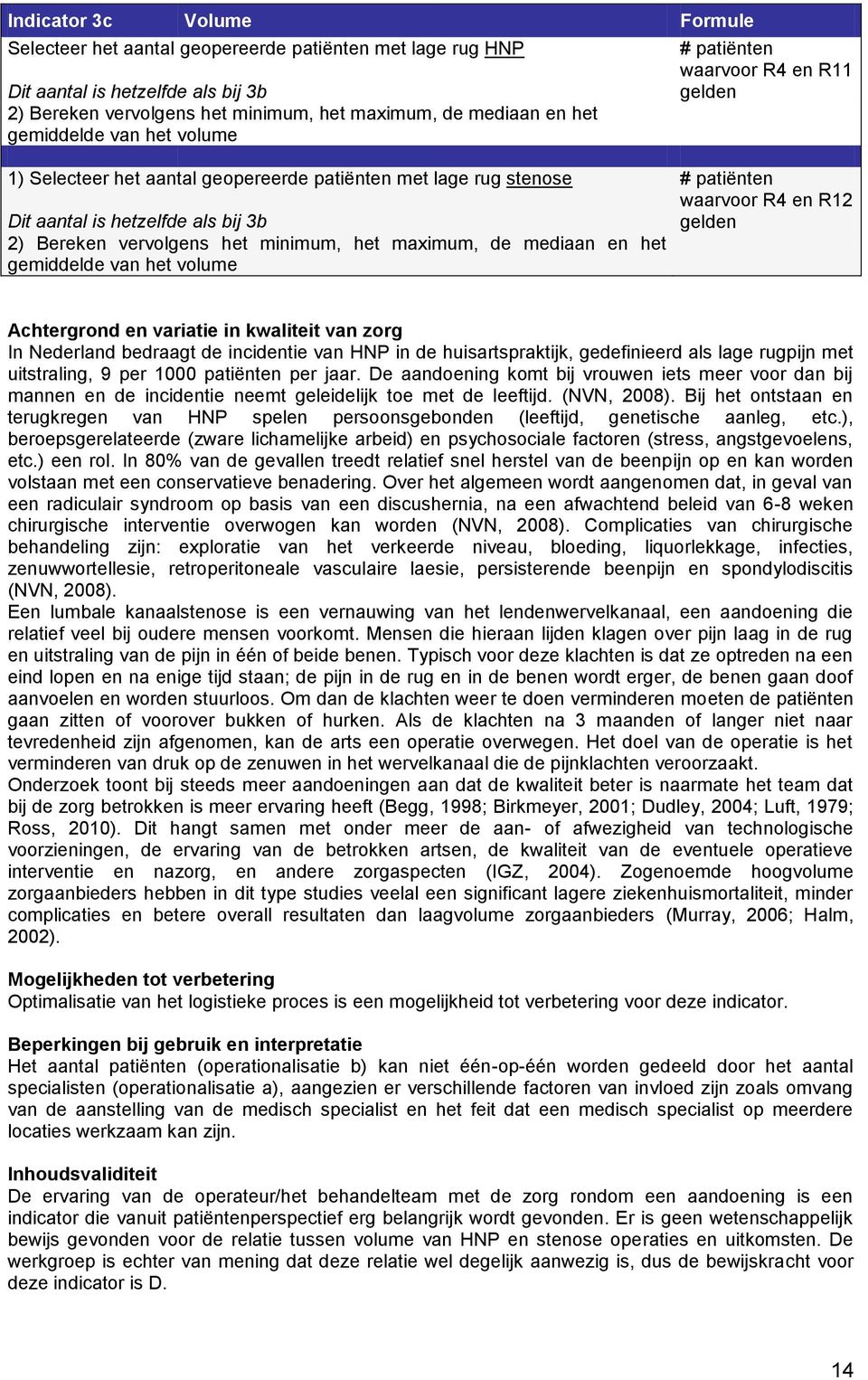 maximum, de mediaan en het gemiddelde van het volume # patiënten waarvoor R4 en R12 gelden Achtergrond en variatie in kwaliteit van zorg In Nederland bedraagt de incidentie van HNP in de