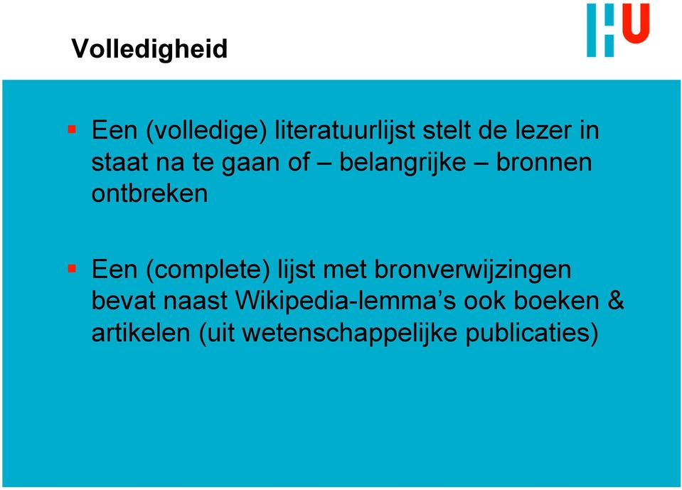 (complete) lijst met bronverwijzingen bevat naast