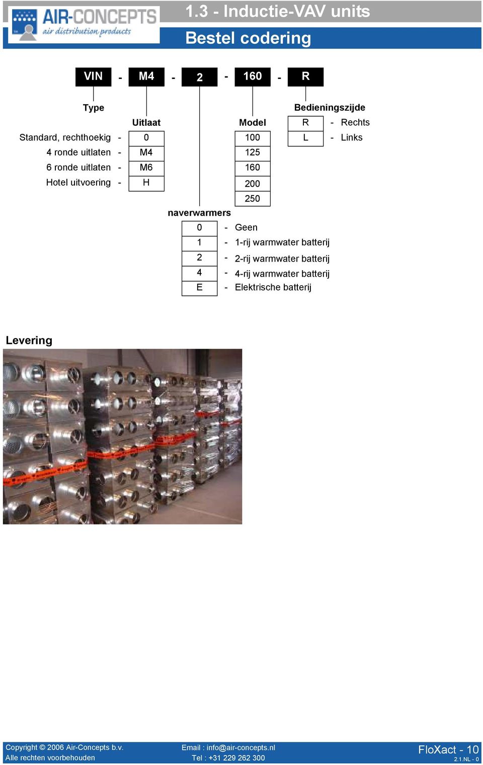 160 Hotel uitvoering - H 200 250 naverwarmers 0 - Geen 1-1-rij warm batterij 2-2-rij