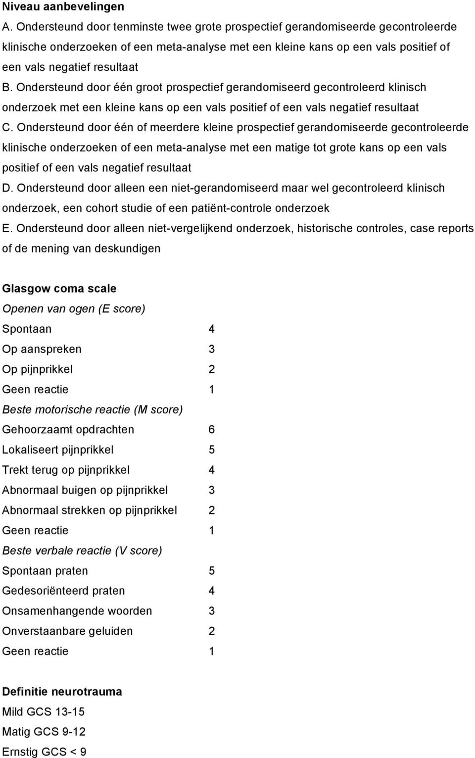 Ondersteund door één groot prospectief gerandomiseerd gecontroleerd klinisch onderzoek met een kleine kans op een vals positief of een vals negatief resultaat C.