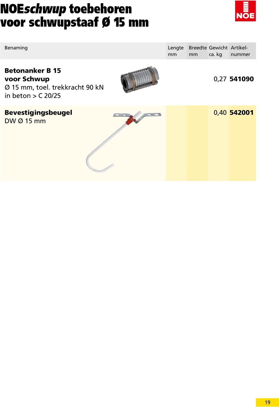 kg nummer Betonanker B 15 voor Schwup 0,27 541090 Ø 15 mm,