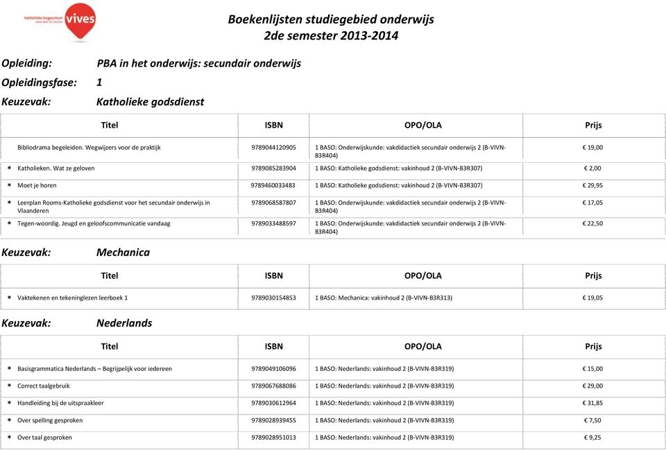 Leerplan Rooms-Katholieke godsdienst voor het secundair onderwijs in Vlaanderen 9789068587807 1 BASO: Onderwijskunde: vakdidactiek secundair onderwijs 2 (B-VIVN- Tegen-woordig.