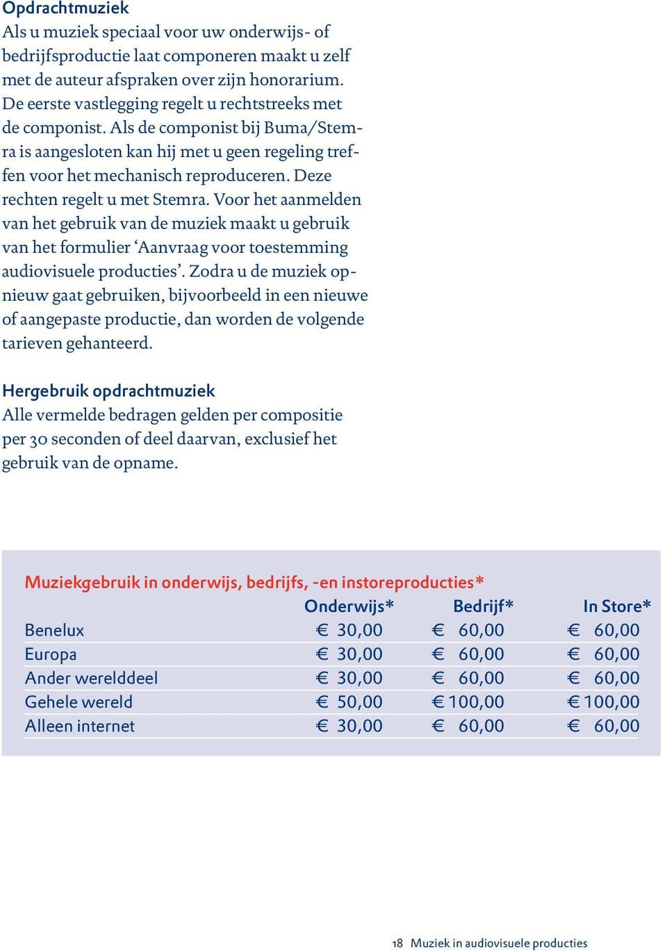 Deze rechten regelt u met Stemra. Voor het aanmelden van het gebruik van de muziek maakt u gebruik van het formulier Aanvraag voor toestemming audiovisuele producties.