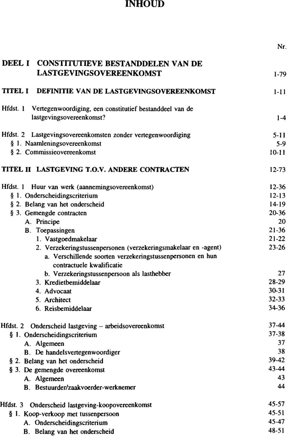 Commissieovereenkomst 10-11 TITEL II LASTGEVING T.O.V. ANDERE CONTRACTEN 12-73 Hfdst. 1 Huur van werk (aannemingsovereenkomst) 12-36 1. Onderscheidingscriterium 12-13 2.