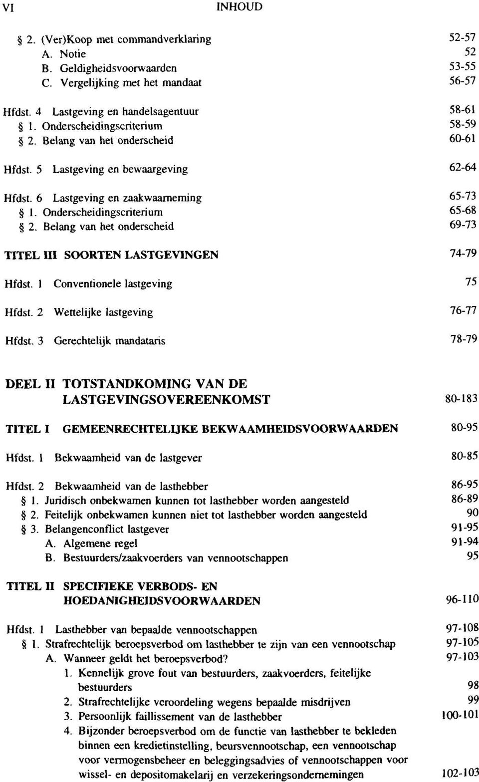 Belang van het onderscheid 69-73 TITEL III SOORTEN LASTGEVINGEN 74-79 Hfdst. 1 Conventionele lastgeving 75 Hfdst. 2 Wettelijke lastgeving 76-77 Hfdst.