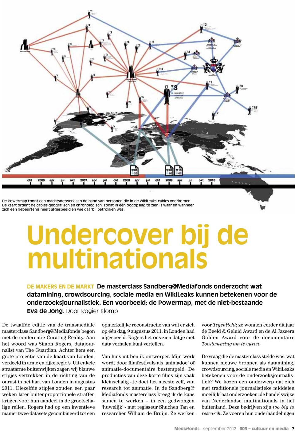 Undercover bij de multinationals De makers en de markt De masterclass Sandberg@Mediafonds onderzocht wat datamining, crowdsourcing, sociale media en WikiLeaks kunnen betekenen voor de