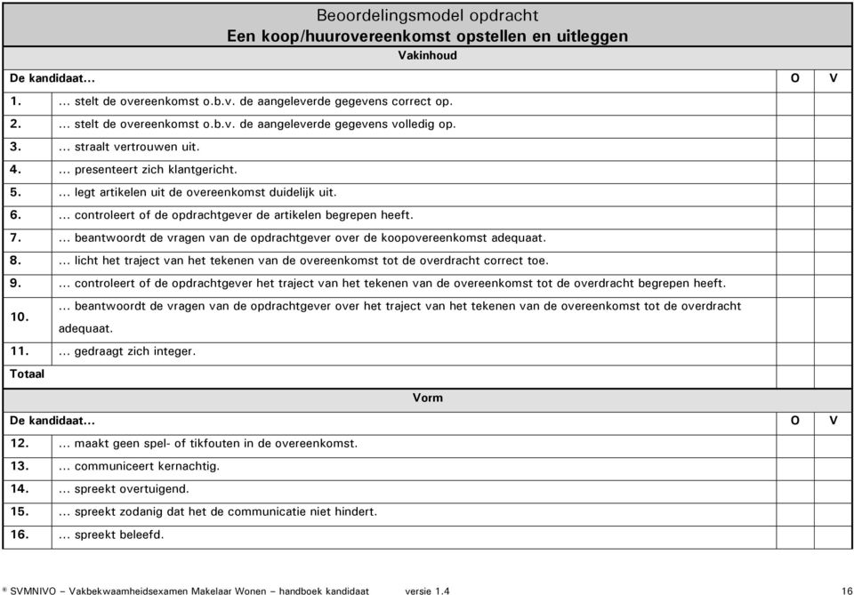 ... beantwoordt de vragen van de opdrachtgever over de koopovereenkomst adequaat. 8.... licht het traject van het tekenen van de overeenkomst tot de overdracht correct toe. 9.