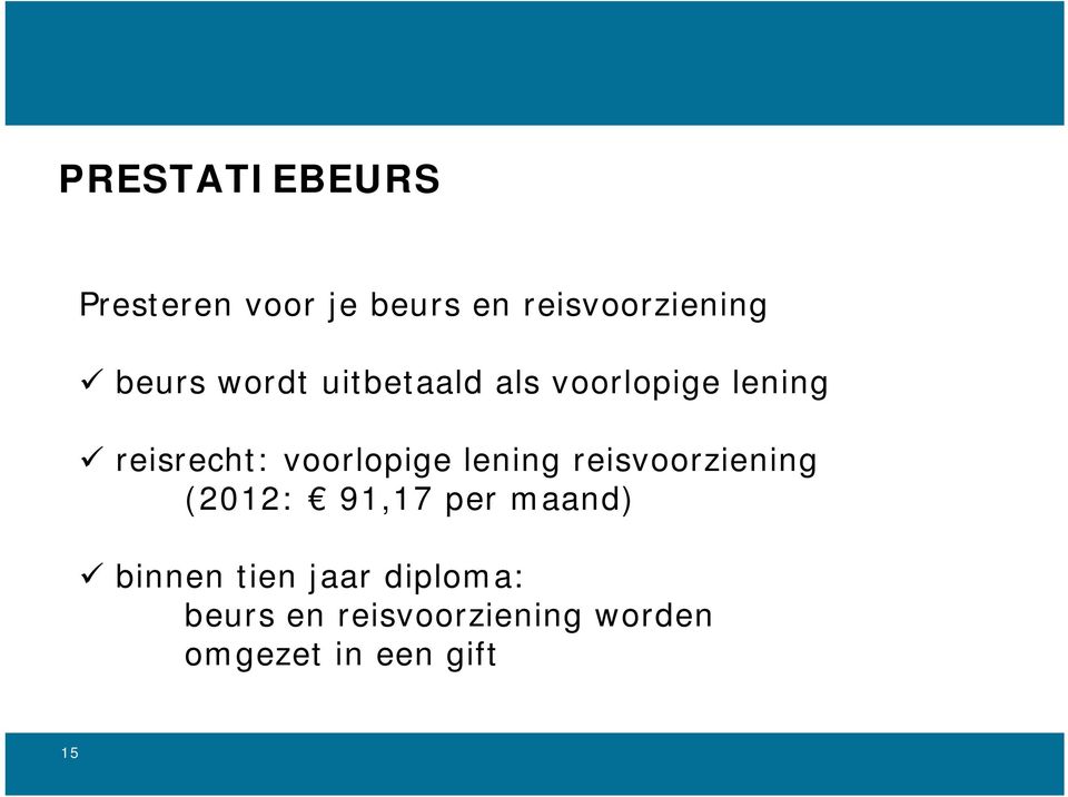 voorlopige lening reisvoorziening (2012: 91,17 per maand)