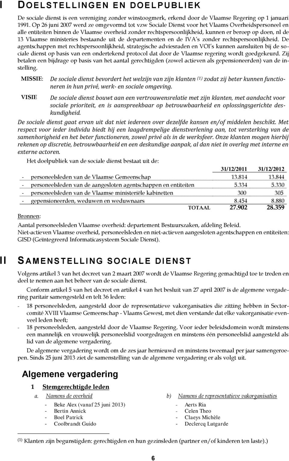 13 Vlaamse ministeries bestaande uit de departementen en de IVA s zonder rechtspersoonlijkheid.