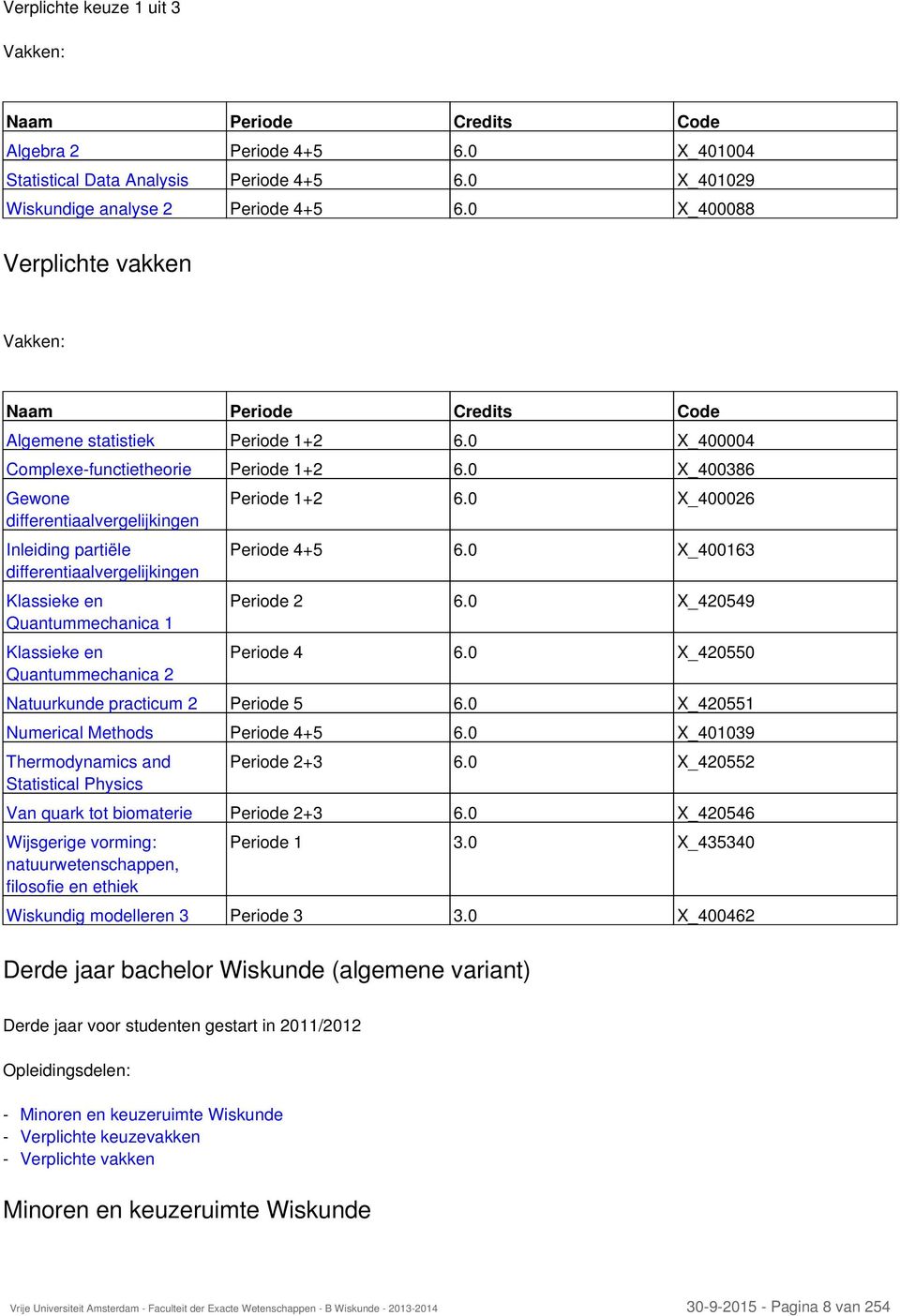 0 X_400386 Gewone differentiaalvergelijkingen Inleiding partiële differentiaalvergelijkingen Klassieke en Quantummechanica 1 Klassieke en Quantummechanica 2 Periode 1+2 6.0 X_400026 Periode 4+5 6.