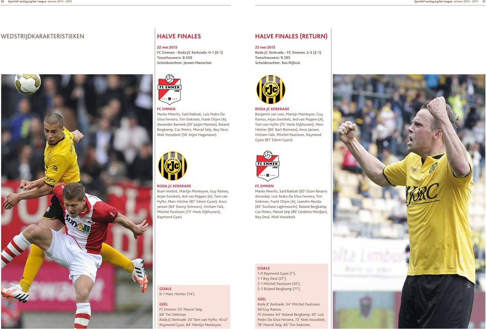 395 Scheidsrechter: Bas Nijhuis FC EMMEN Marko Meerits, Said Bakkati, Luis Pedro Da Silva Ferreira, Tim Siekman, Frank Olijve (A), Alexander Bannink (20 Jurjan Mannes), Roland Bergkamp, Cas Peters,