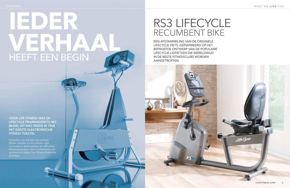 VOOR LIFE FITNESS WAS DE LIFECYCLE TRAININGSFIETS HET BEGIN. DIT WAS REEDS IN 1968 HET EERSTE ELEKTRONISCHE FITNESS TOESTEL.