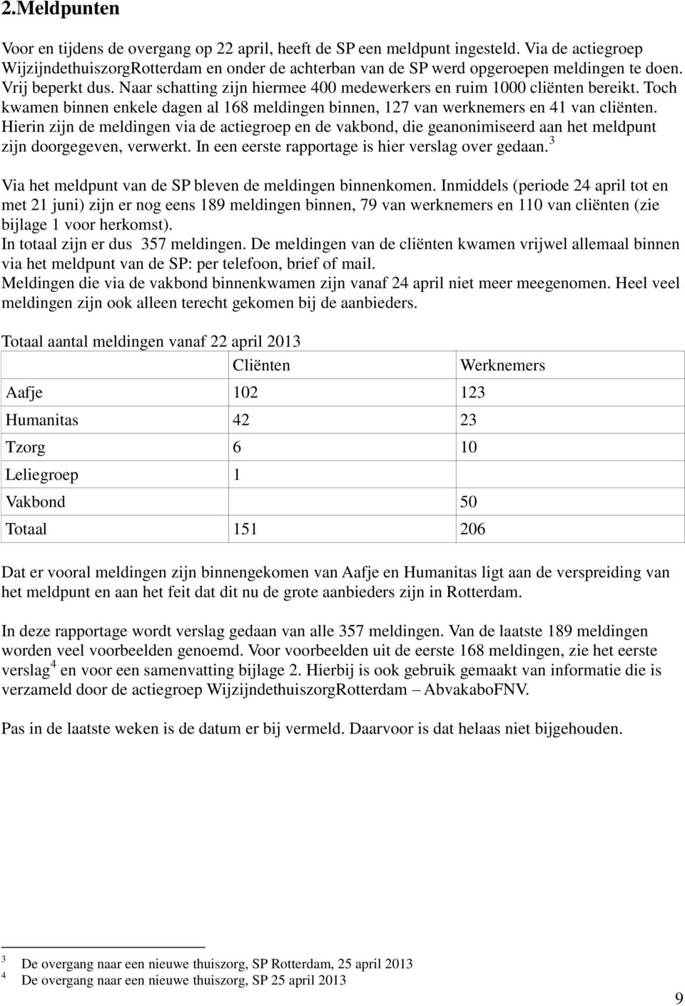 Naar schatting zijn hiermee 400 medewerkers en ruim 1000 cliënten bereikt. Toch kwamen binnen enkele dagen al 168 meldingen binnen, 127 van werknemers en 41 van cliënten.