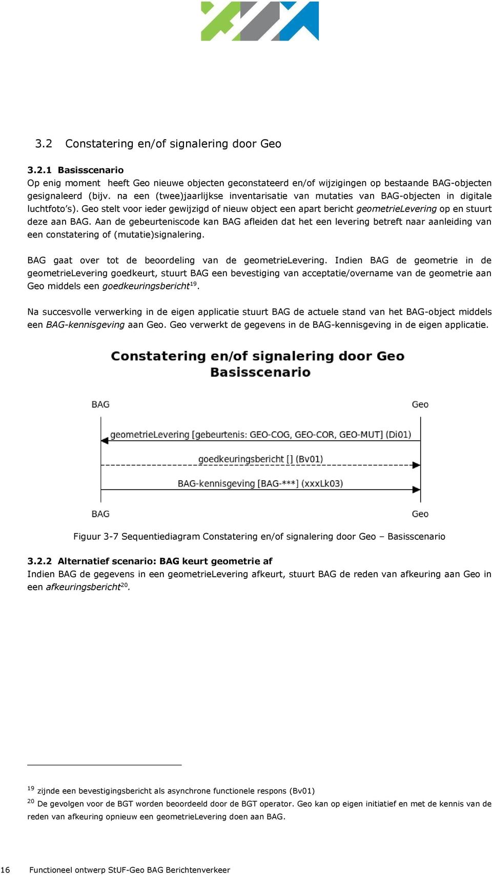 Geo stelt voor ieder gewijzigd of nieuw object een apart bericht geometrielevering op en stuurt deze aan BAG.