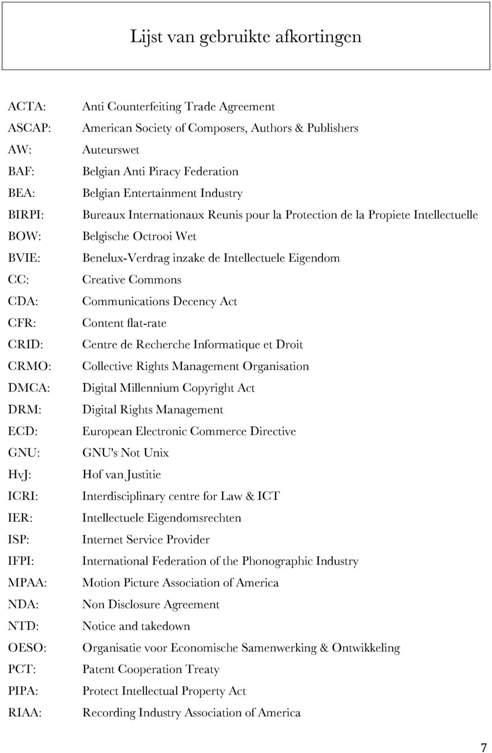 Protection de la Propiete Intellectuelle Belgische Octrooi Wet Benelux-Verdrag inzake de Intellectuele Eigendom Creative Commons Communications Decency Act Content flat-rate Centre de Recherche