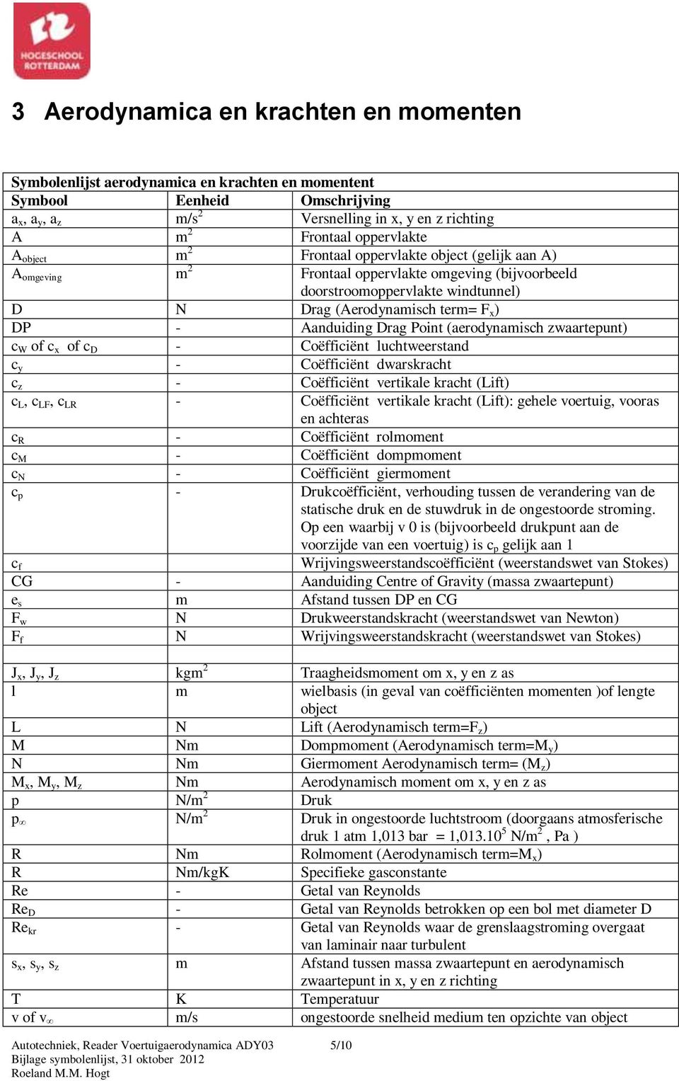 (aerodynamisch zwaartepunt) c W of c x of c D - Coëfficiënt luchtweerstand c y - Coëfficiënt dwarskracht c z - Coëfficiënt vertikale kracht (Lift) c L, c LF, c LR - Coëfficiënt vertikale kracht