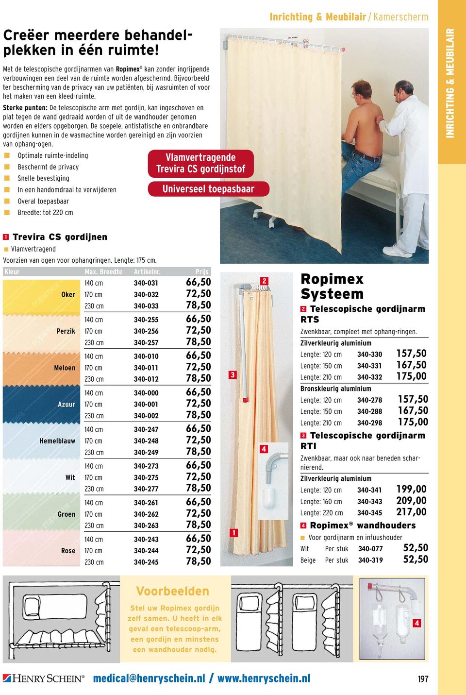 Sterke punten: De telescopische arm met gordijn, kan ingeschoven en plat tegen de wand gedraaid worden of uit de wandhouder genomen worden en elders opgeborgen.