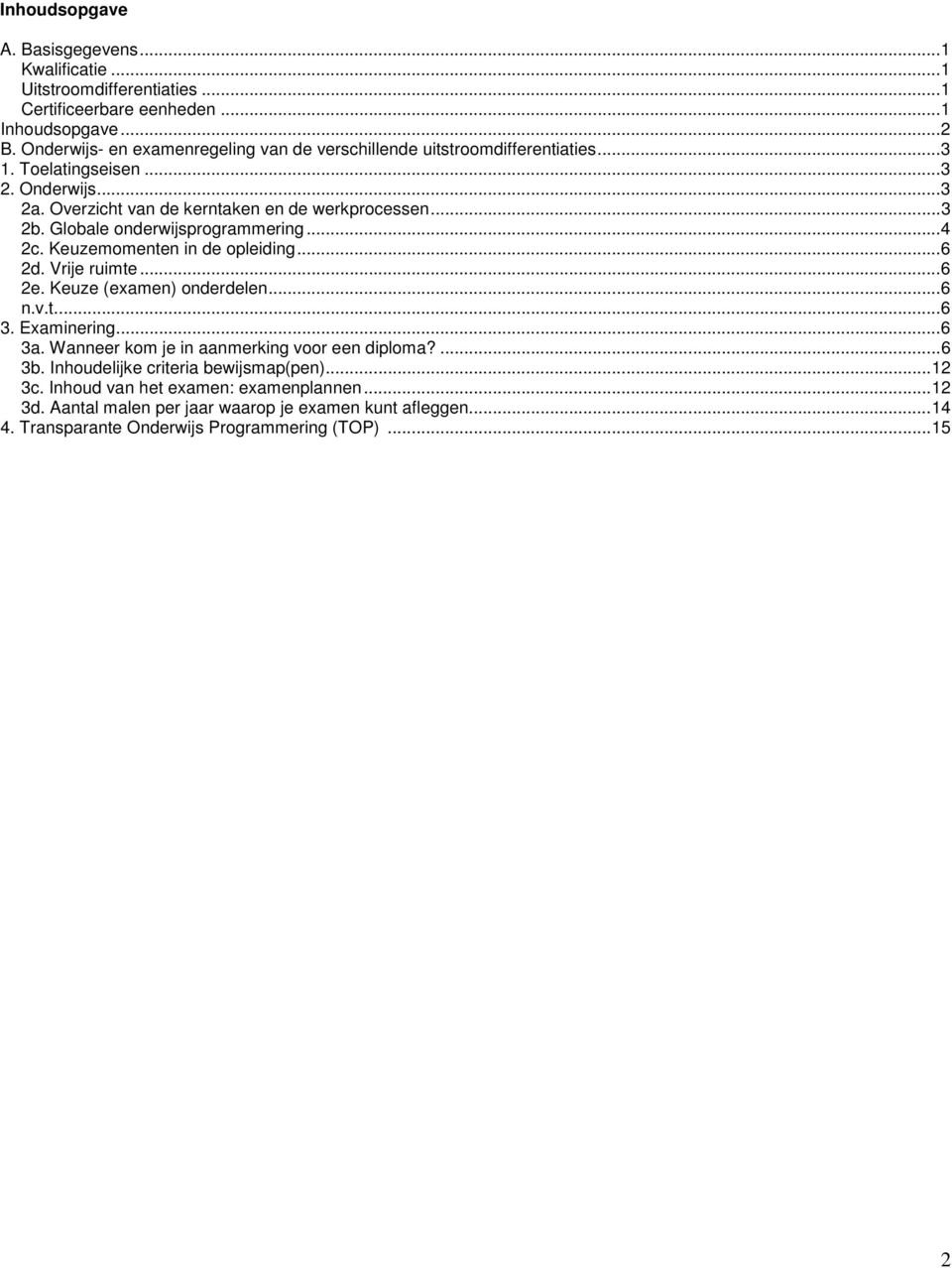 opleiding6 d Vrije ruimte6 e Keuze (exam) onderdel6 nvt6 3 Examinering6 3a Wanneer kom je in aanmerking voor e diploma?