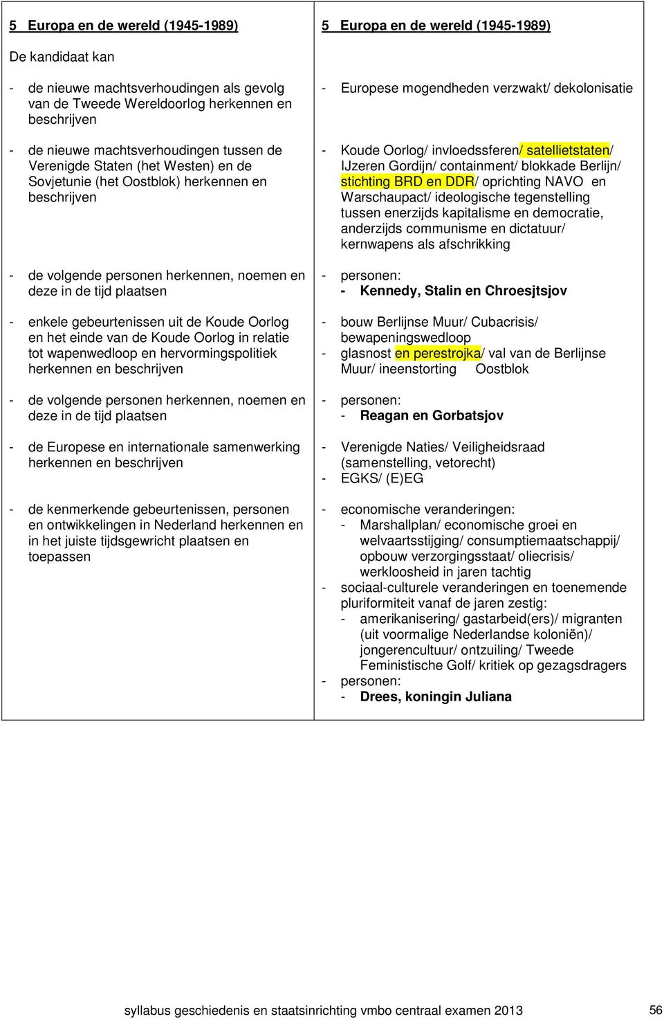 hervormingspolitiek herkennen en - de Europese en internationale samenwerking herkennen en - de kenmerkende gebeurtenissen, personen en ontwikkelingen in Nederland herkennen en in het juiste