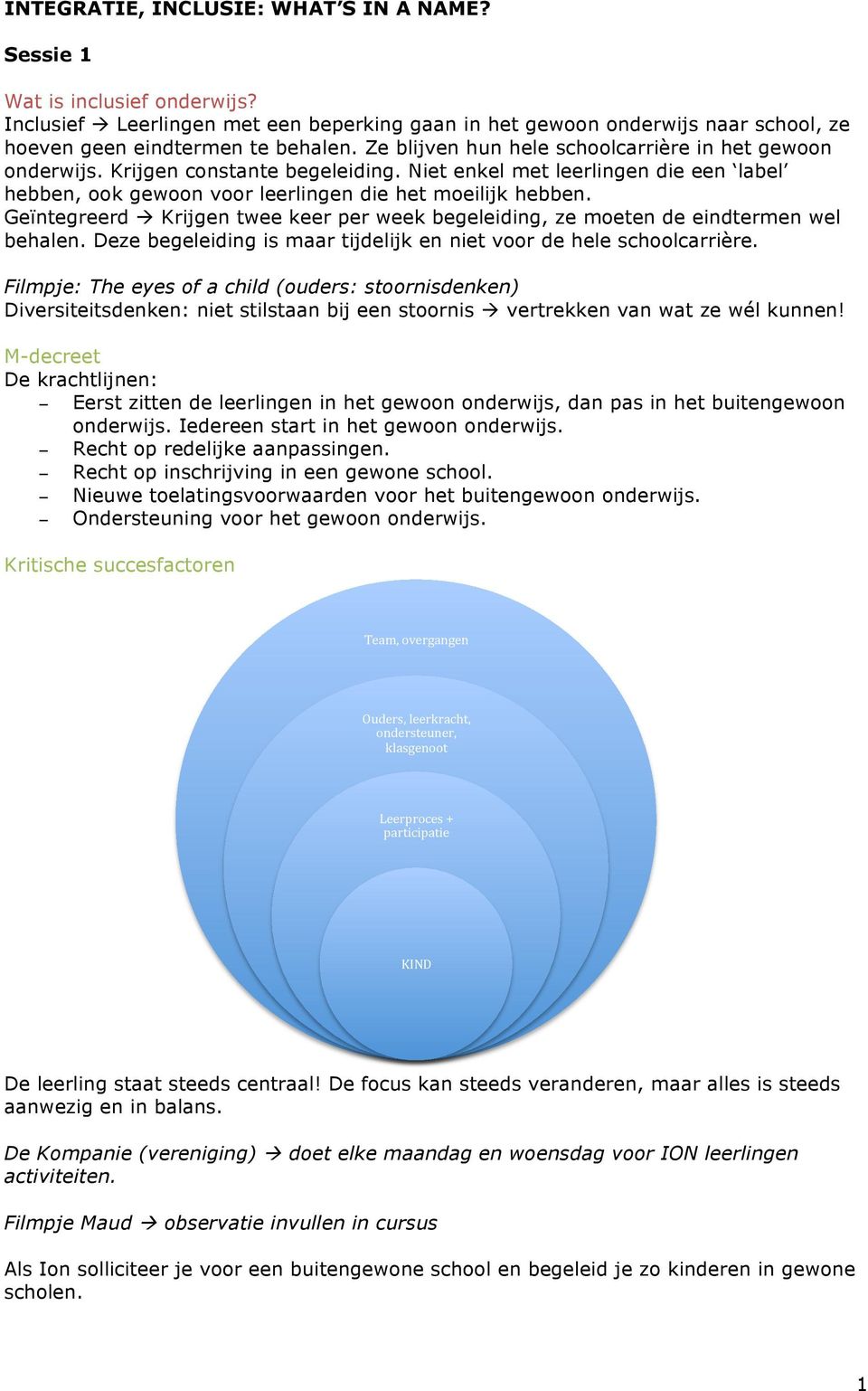 Geïntegreerd à Krijgen twee keer per week begeleiding, ze moeten de eindtermen wel behalen. Deze begeleiding is maar tijdelijk en niet voor de hele schoolcarrière.