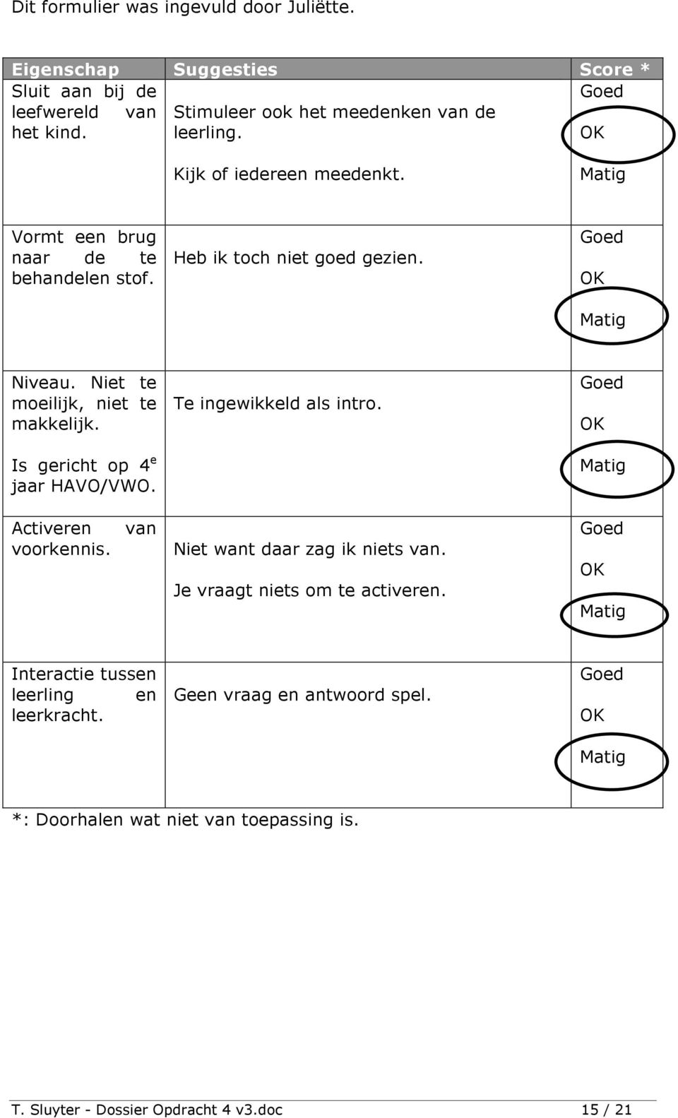 Is gericht op 4 e jaar HAVO/VWO. Te ingewikkeld als intro. Activeren voorkennis. van Niet want daar zag ik niets van. Je vraagt niets om te activeren.